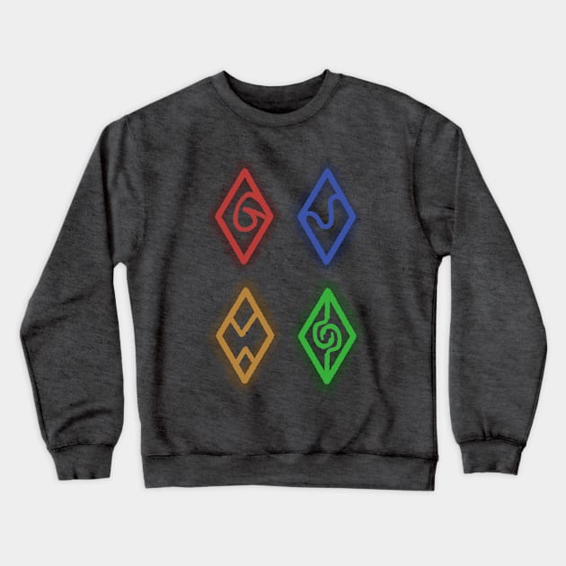 Elemental Runes (Bright) Crewneck Sweatshirt by Nic Stylus